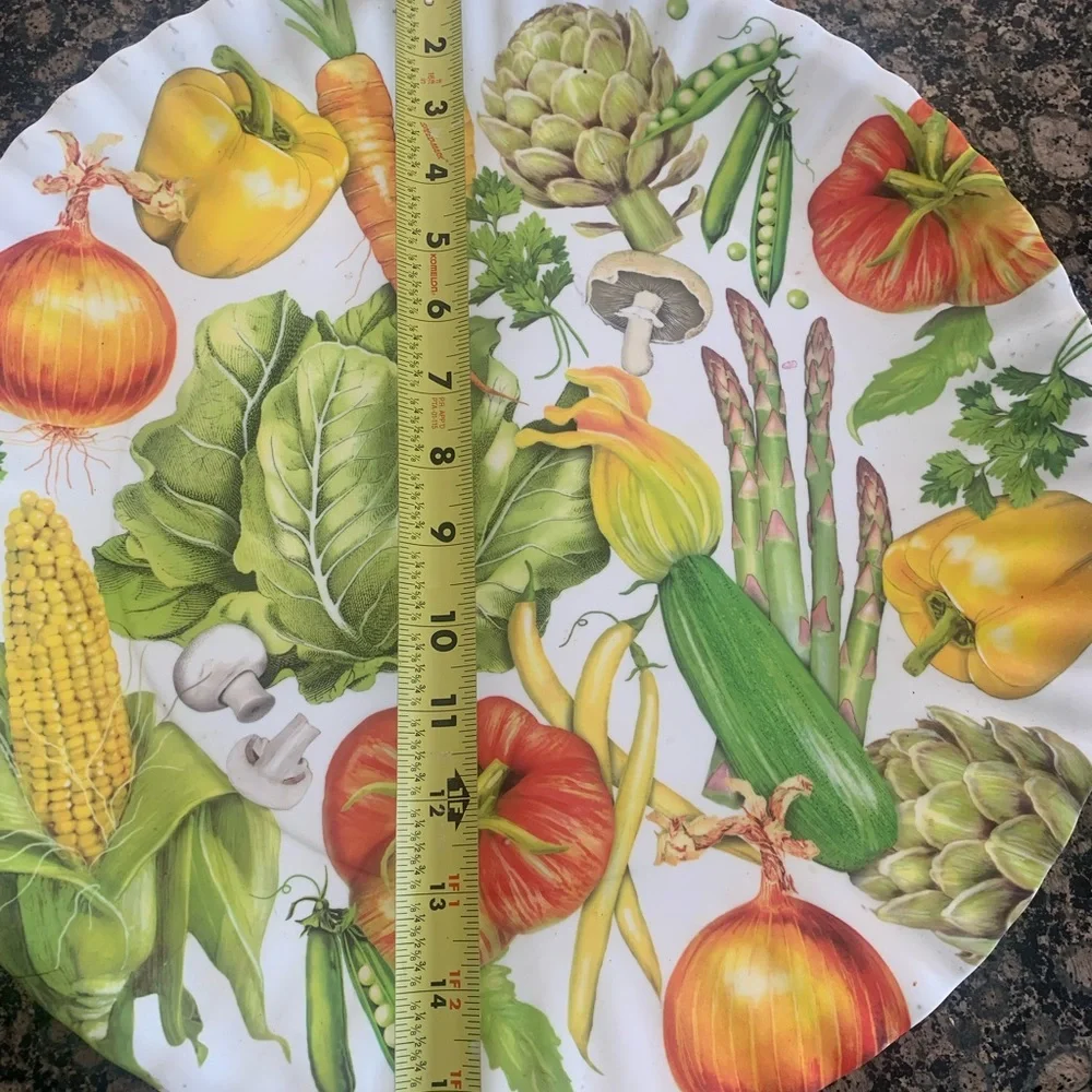 Colorful Vegetable Print Dinner Plate - Picture 2 of 3